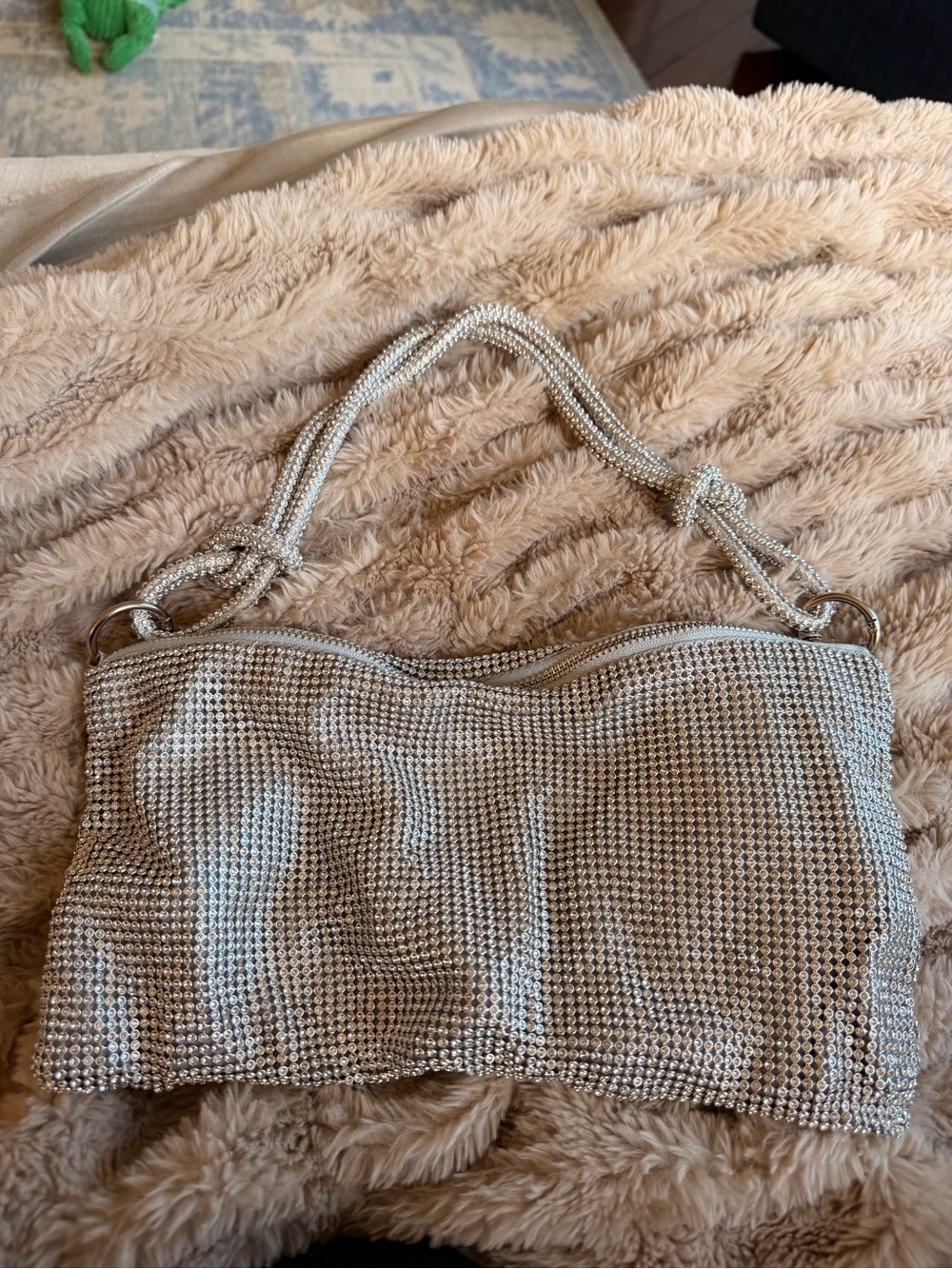 Silver Rhinestone Crystal Shoulder Bag Sparkly Evening Purse